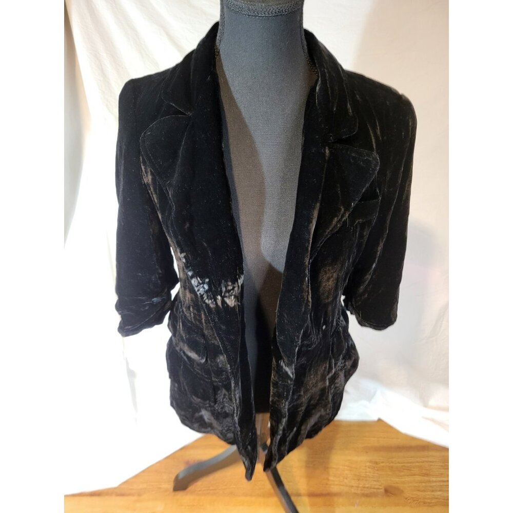 Nanette Lepore Size 2 3/4 Sleeve Black Velvet‎ Jacket Read